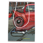 Antikes Auto als Kunstgeschenktasche Mittlere Geschenktüte (Rückseite)