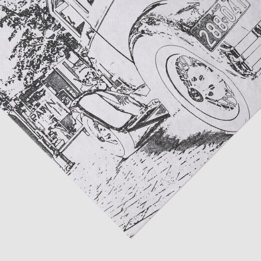 Antikes Auto als SkizzeSeidenpapier Seidenpapier (Ausschnitt)