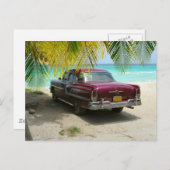 Antikes Auto am Strand von Kuba Postkarte (Vorne/Hinten)