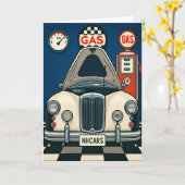 Antikes Auto Illustration Leere Gruß Karte (Gelbe Blume)