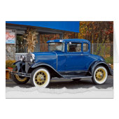 Antikes Auto mit Bichon Frise Dog (Vorderseite (Horizontal))