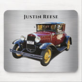 Antikes Auto, Name, gebürstetes Silber Mousepad (Vorne)