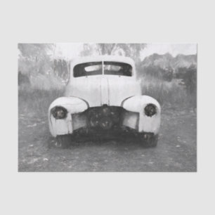 Antikes Auto Retro Rustikal Schwarz-Weiß-Kunst Seidenpapier