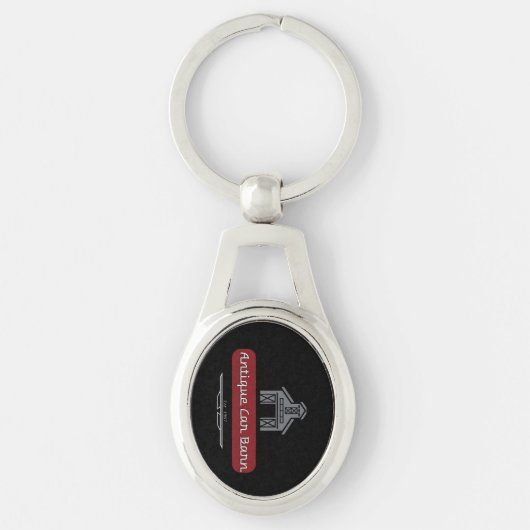 Antikes Auto Scheunen Schlüsselanhänger - Oval (Vorderseite)