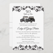 Antikes Auto und Damaskus 50 Jahre alt Einladung (Vorne/Hinten)