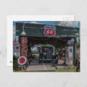 Antikes Auto und Pump Postkarte (Vorne/Hinten)