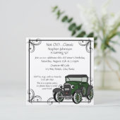Antikes Auto zum Geburtstag Einladung (Stehend Vorderseite)