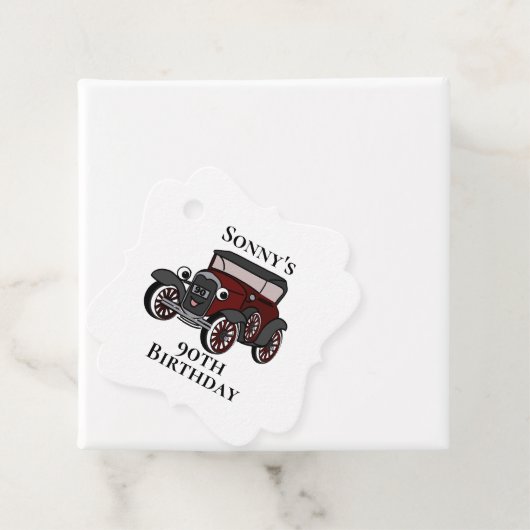 Antikes Auto zum Geburtstag Geschenkanhänger (Beispiel)