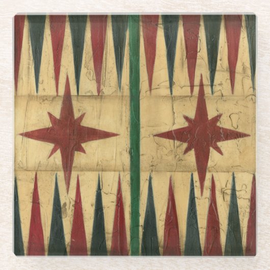 Antikes Backgammon-Spielbrett von Ethan Harper Glasuntersetzer (Vorderseite)