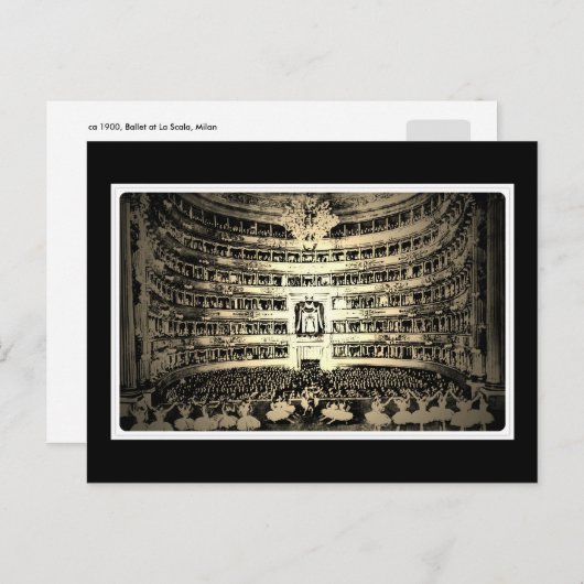 Antikes Ballett Scala Mailand Schwarz-Weiß-Foto Postkarte (Vorne/Hinten)