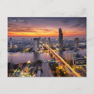 Antikes Bangkok Thailand Wat Reise Aquarell Postkarte