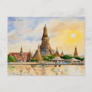 Antikes Bangkok Thailand Wat Reise Wasserfarbe Postkarte