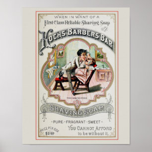 Antikes Barbiergeschäft-Werbeplakat Poster