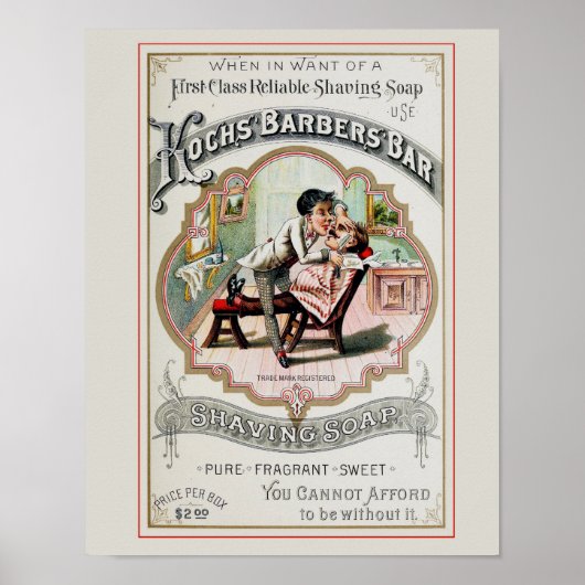 Antikes Barbiergeschäft-Werbeplakat Poster (Vorne)