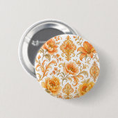 Antikes Barock Blumenmuster – Warm Orange /Gold Button (Vorne & Hinten)