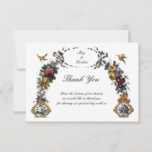 Antikes Barock Rokoko Florales Kartuschenmotiv Dankeskarte