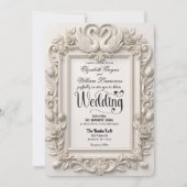 Antikes Barock Schwäne & Rosen Märchen Hochzeit Einladung (Vorderseite)