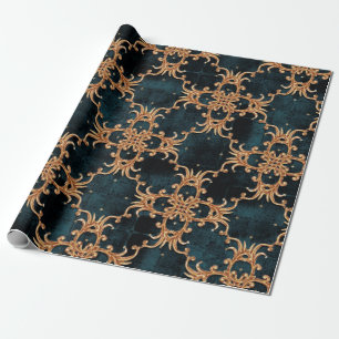 Antikes barockes goldenes florales Illustrationsmu Geschenkpapier