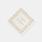Antikes Beige Blumenmuster Serviette (Ecke)