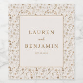 Antikes Beige Blumenmuster Weinetikett (Einzelnes Label)