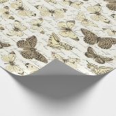 Antikes beige Schmetterlingsmuster mit Schrift Geschenkpapier (Ecke)
