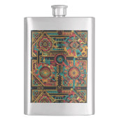 Antikes Blau "Aztekischer Traum" Klassischer Kolbe Flachmann (Vorderseite)