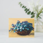 Antikes Blau Blumen Postkarte (Stehend Vorderseite)