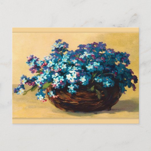 Antikes Blau Blumen Postkarte (Vorderseite)