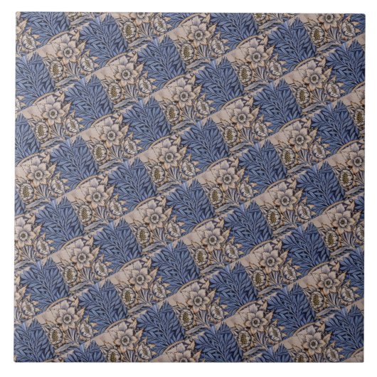 Antikes blau-goldenes Muster Fliese (Vorderseite)