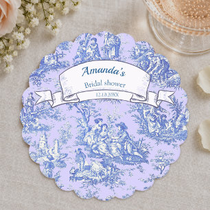 Antikes Blau Lila Französische Toile de Jouy Flora Untersetzer