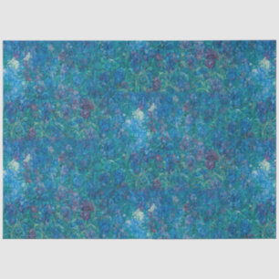 Antikes Blau Lila Iris Alte Meister Kunst, Dichtun Seidenpapier