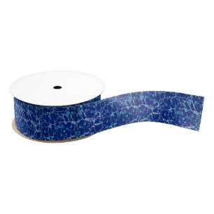 Antikes Blau Marmoriertes Weißes Flussband Ripsband