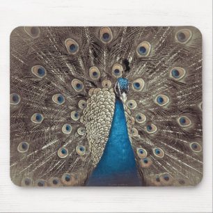Antikes Blau Pfau Mousepad
