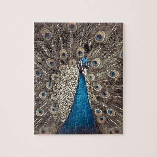 Antikes Blau Pfau Puzzle (Vertikal)