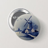Antikes Blau und Weiß Delft Button (Vorne & Hinten)
