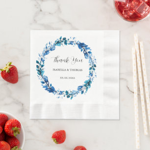 Antikes Blau-Weiß-Porzellan Blumen Botanik Serviette