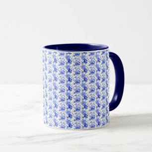 Antikes blau-weißes Blumenmuster Tasse