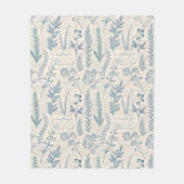 Antikes Blaue Wildblumen Französische Toile-Muster Fleecedecke (Vorderseite)