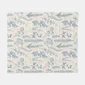 Antikes Blaue Wildblumen Französische Toile-Muster Fleecedecke (Vorderseite (Horizontal))