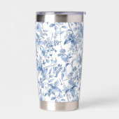 Antikes Blaues Blumen-Toile Elegant Thermobecher (Links)