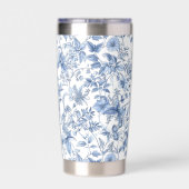 Antikes Blaues Blumen-Toile Elegant Thermobecher (Rückseite)