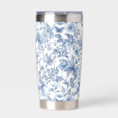 Antikes Blaues Blumen-Toile Elegant Thermobecher (Vorderseite)