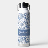Antikes blaues Blumen-Toile-Monogramm Trinkflasche (Vorderseite)