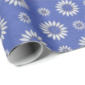 Antikes Blaues Blumenmuster Geschenkpapier (Rolleneckpunkt)