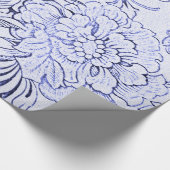 Antikes Blaues Blumenmuster Geschenkpapier (Ecke)