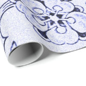 Antikes Blaues Blumenmuster Geschenkpapier (Rolleneckpunkt)