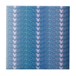 Antikes blaues Blumenmuster mit Veilchen Tapetenmu Fliese