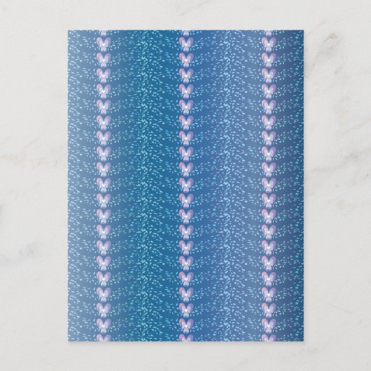 Antikes blaues Blumenmuster mit Veilchen Tapetenmu Postkarte (Vorderseite)