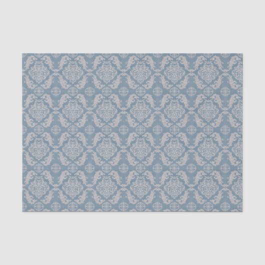 Antikes blaues Damastmuster Seidenpapier (Vorderseite)