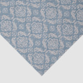 Antikes blaues Damastmuster Seidenpapier (Ausschnitt)